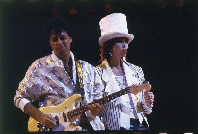 Roberto de Carvalho e Rita Lee durante show no Rock in Rio, em 1985 -