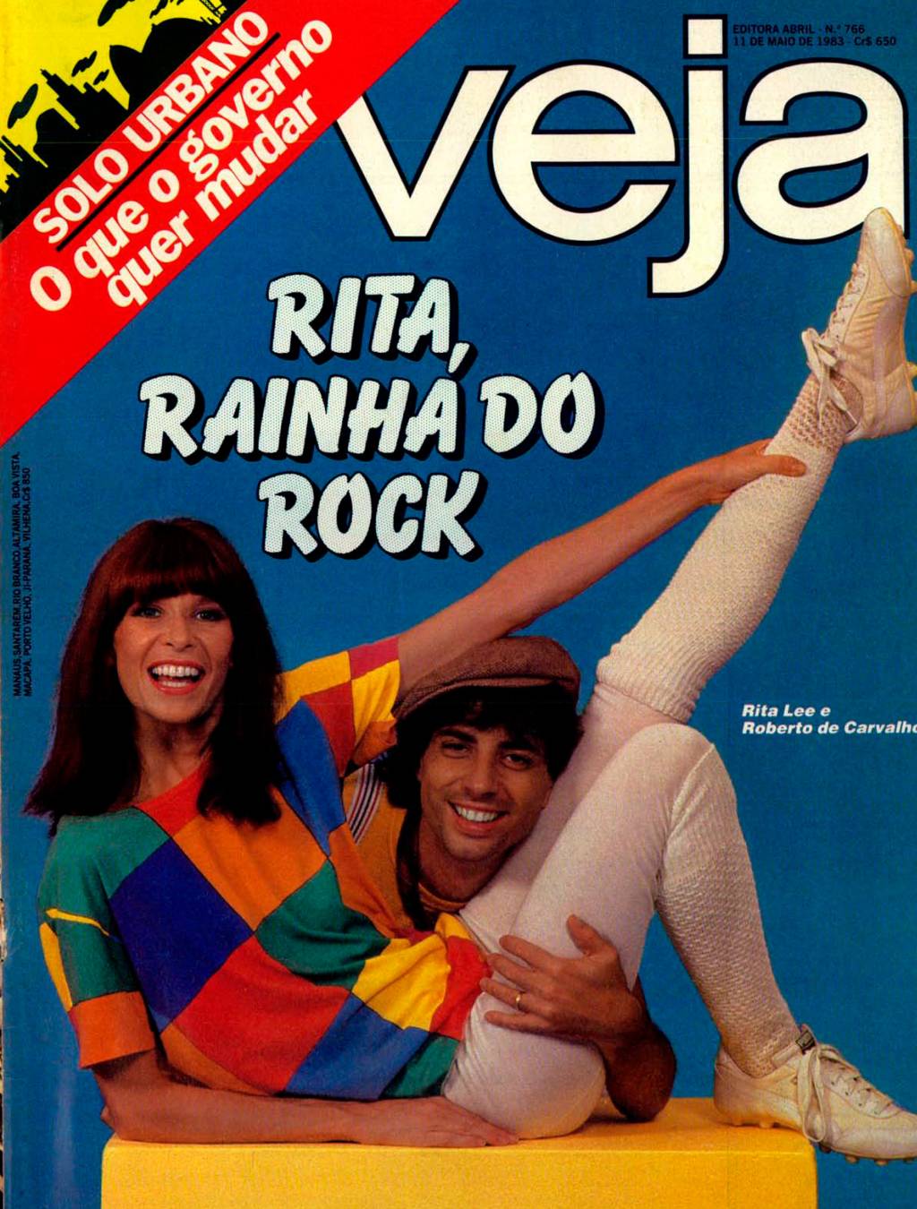 Capa de VEJA de 11 de maio de 1983, com um perfil de Rita Lee e Roberto de Carvalho