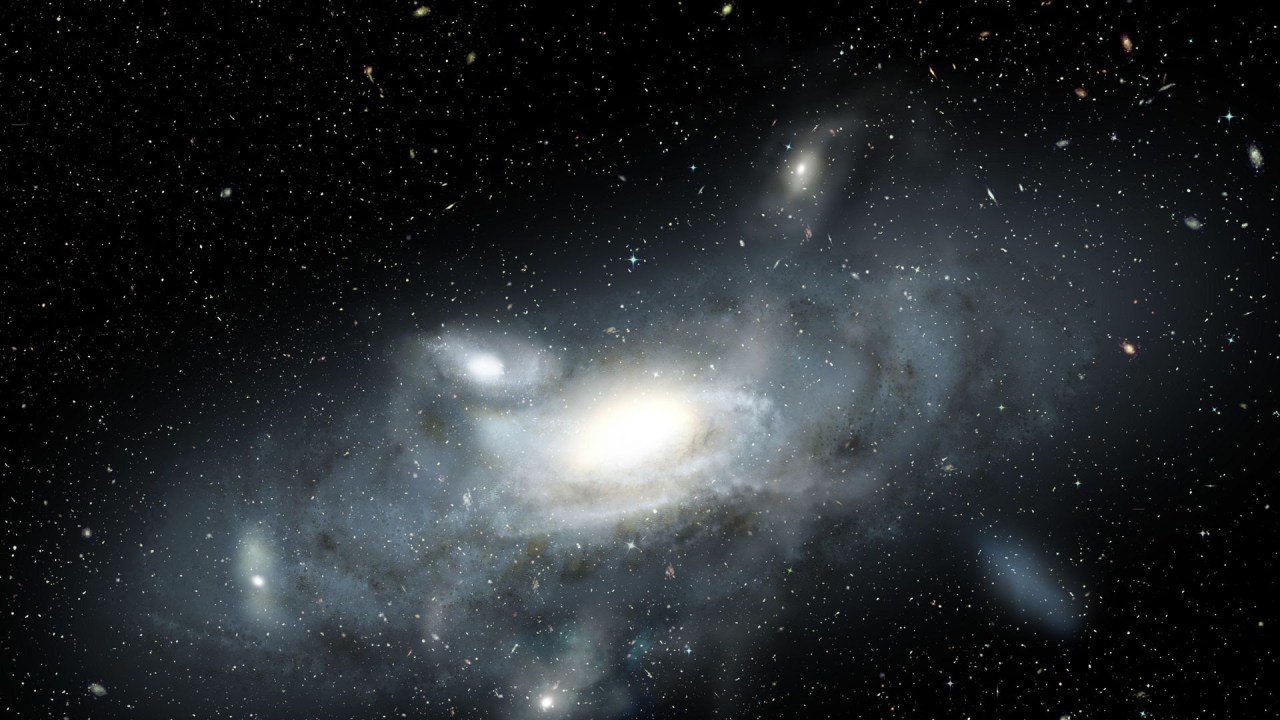 Esta imagem mostra uma impressão artística de nossa galáxia, a Via Láctea, em sua juventude