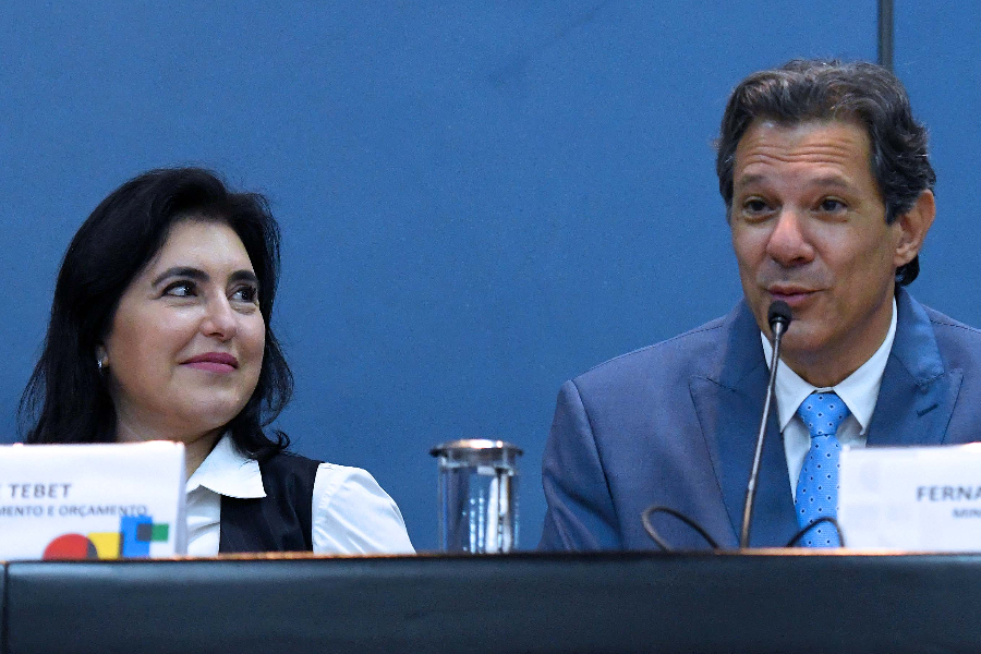 A ministra do Planejamento, Simone Tebet, e o ministro da Fazenda, Fernando Haddad