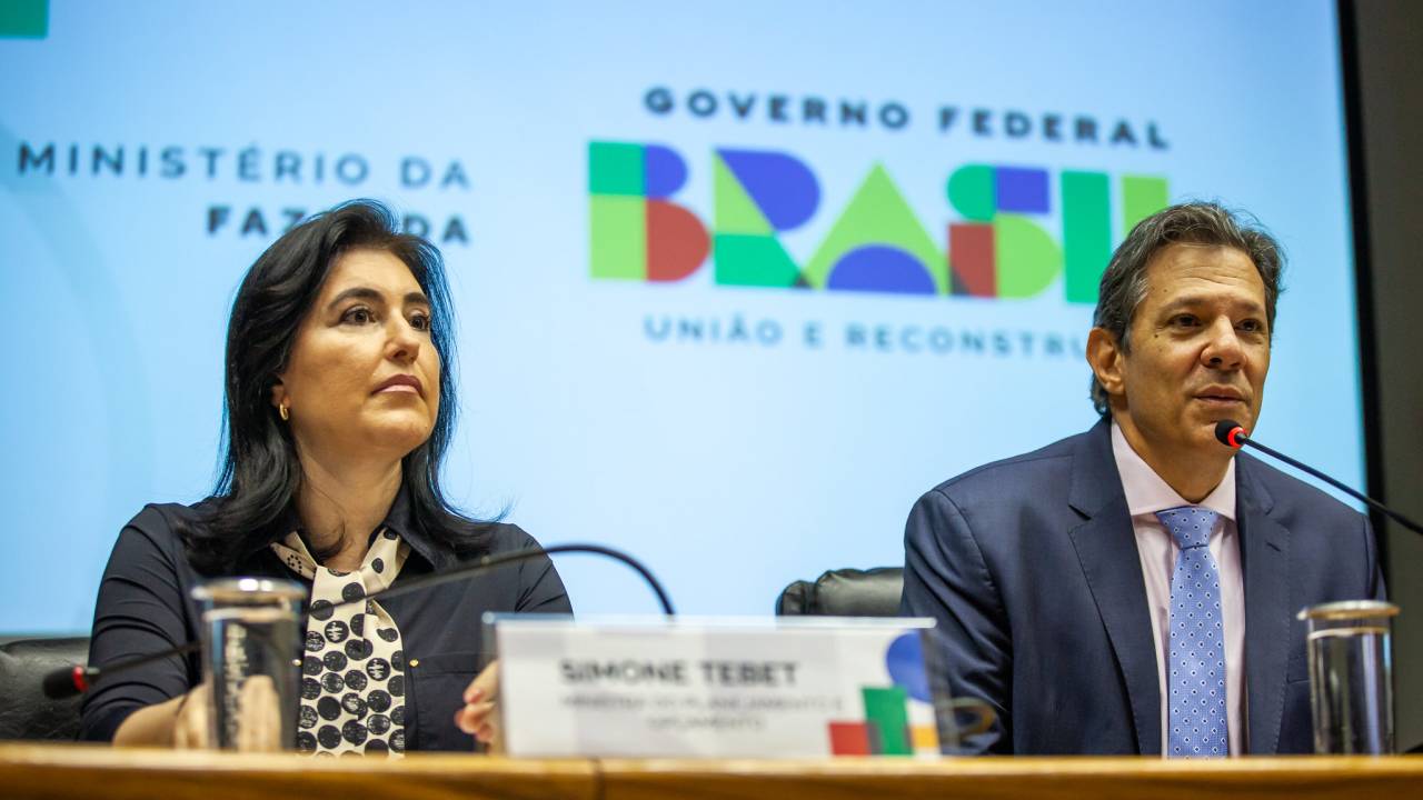 A ministra do Planejamento, Simone Tebet, e o ministro da Fazenda, Fernando Haddad