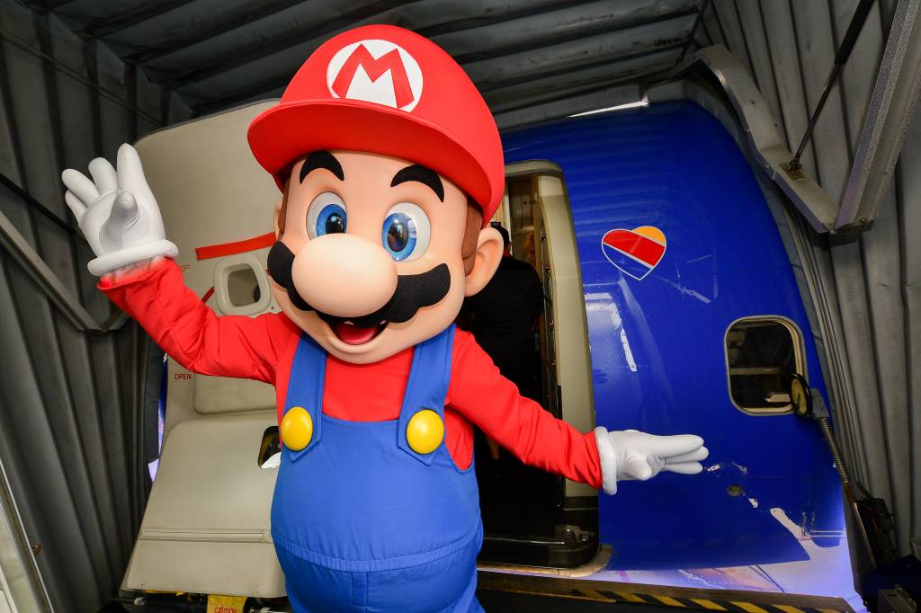SAN DIEGO, CALIFORNIA - JULY 17: Mario poses for a photo for the Nintendo of America and Southwest Airlines Partnership at San Diego International Airport on July 17, 2019 in San Diego, California. (Photo by Matt Winkelmeyer/Getty Images for Nintendo)