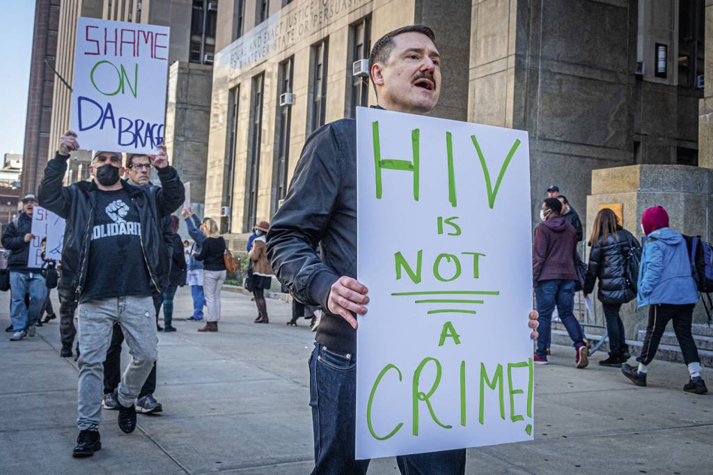 ESTIGMA - Protesto em Nova York: a doença sempre foi alvo de preconceito