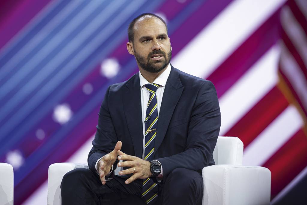 GettyImages-1247728528—alta.jpg PRESSÃO - Eduardo Bolsonaro: um dos líderes da tentativa de reação