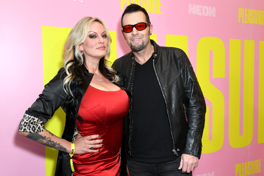 Stormy Daniels and Axel Braun attend the Los Angeles Premiere Of Neon's "Pleasure" at Linwood Dunn Theater on May 11, 2022 in Los Angeles, California