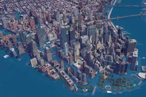 Projeção de como ficaria Nova York caso o nível do mar suba 2 metros