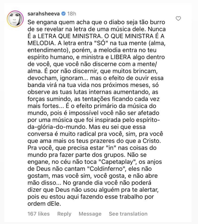 Comentário de Sarah Sheeva -