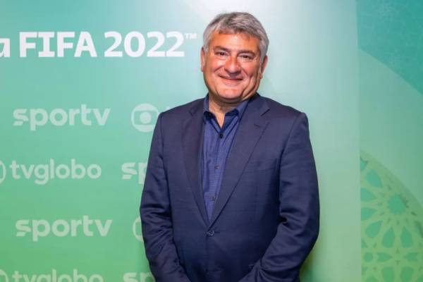 Cléber Machado em evento de divulgação da Copa do Mundo 2022