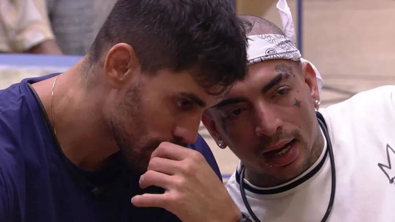 Antônio "Cara de Sapato" e MC Guimê no BBB23, da Globo