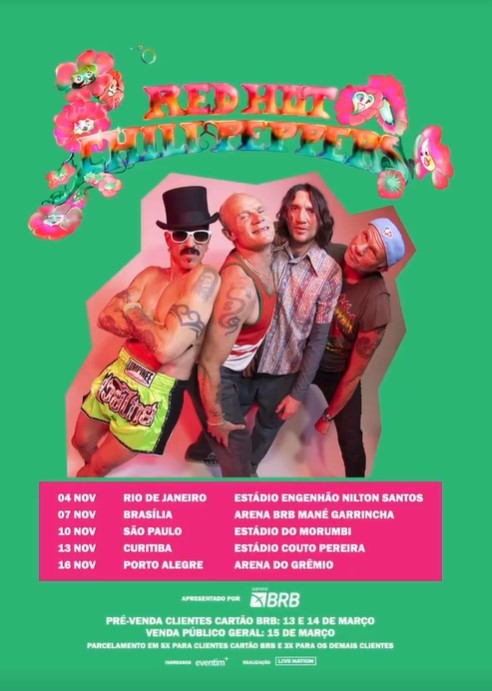 Anúncio da nova turnê do Red Hot Chili Peppers no Brasil