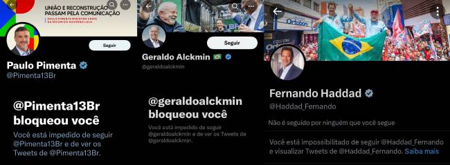 Usuários das redes sociais relatam que foram bloqueados por ministros de Lula