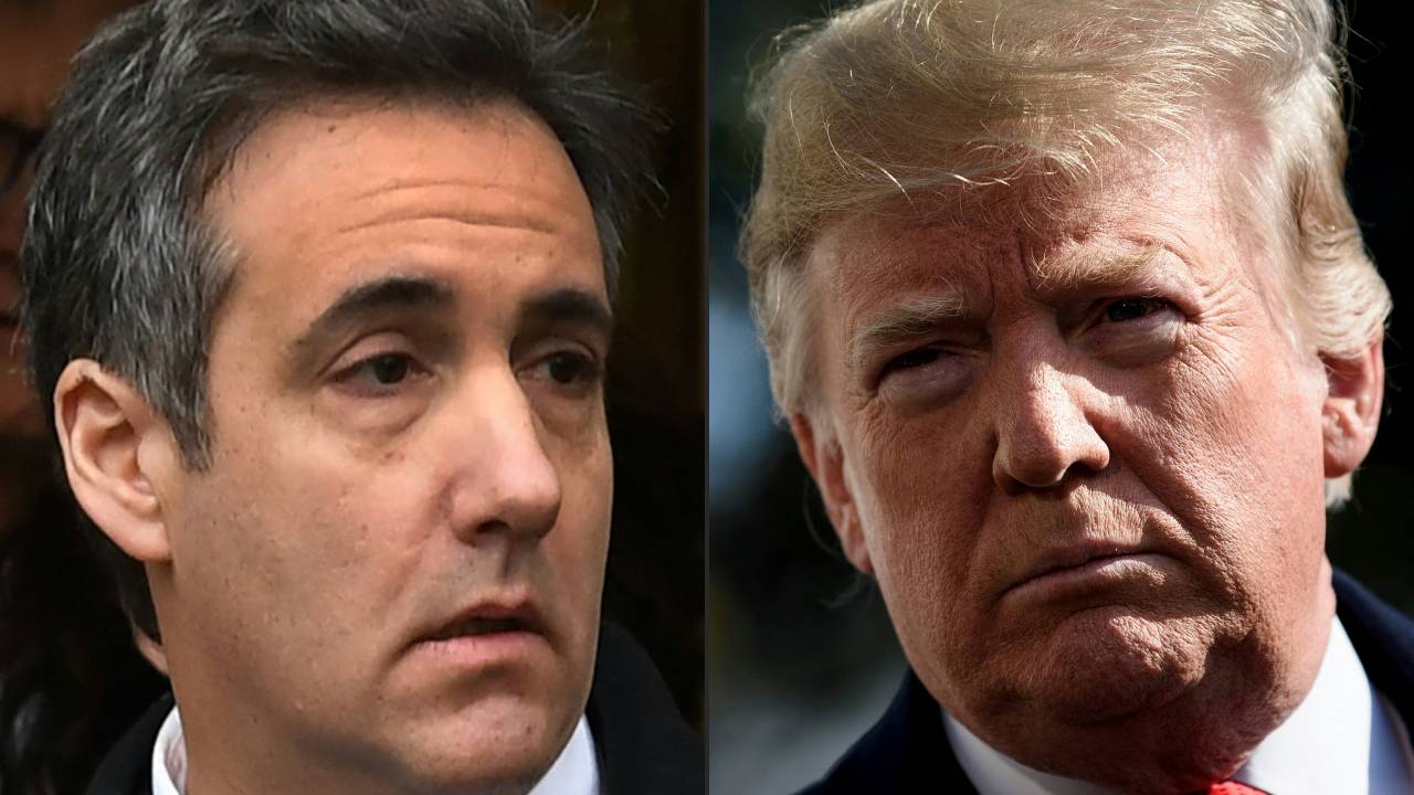 (COMBO) This combination of pictures created on April 12, 2023 shows US President Donald Trumps former attorney Michael Cohen in New York on December 12, 2018 and US President Donald Trump at the White House November 29, 2018 in Washington, DC. - Donald Trump filed a lawsuit on April 12, 2023 against his former personal lawyer and fixer Michael Cohen, a likely star witness in the criminal case facing the former US president in New York. (Photo by TIMOTHY A. CLARY and Brendan Smialowski / AFP)