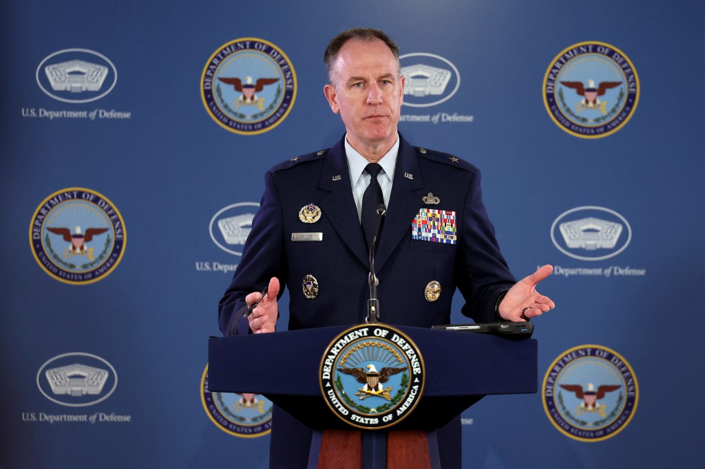 ARLINGTON, VIRGINIA - APRIL 13: U.S. Department of Defense Press Secretary Gen. Patrick S. Ryder speaks at a press conference at the Pentagon on April 13, 2023 in Arlington, Virginia. Ryder spoke on the investigation of classified Department of Defense documents that were leaked on the internet. Kevin Dietsch/Getty Images/AFP (Photo by Kevin Dietsch / GETTY IMAGES NORTH AMERICA / Getty Images via AFP)