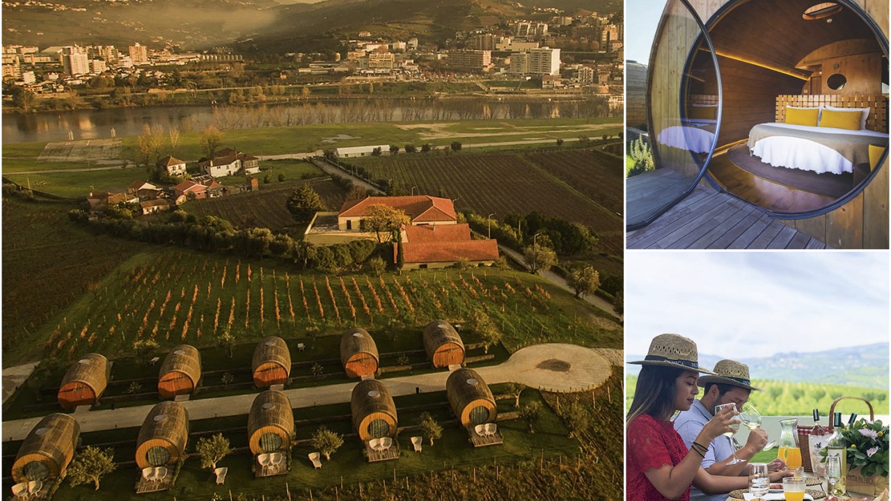 QUINTA DA PACHECA - A vinícola portuguesa oferece aos hóspedes quartos em formato de barris de vinho instalados no meio dos vinhedos, por 1  500 reais a diária. Há também acomodações em hotel contemporâneo de luxo ou em quartos da antiga casa dos proprietários