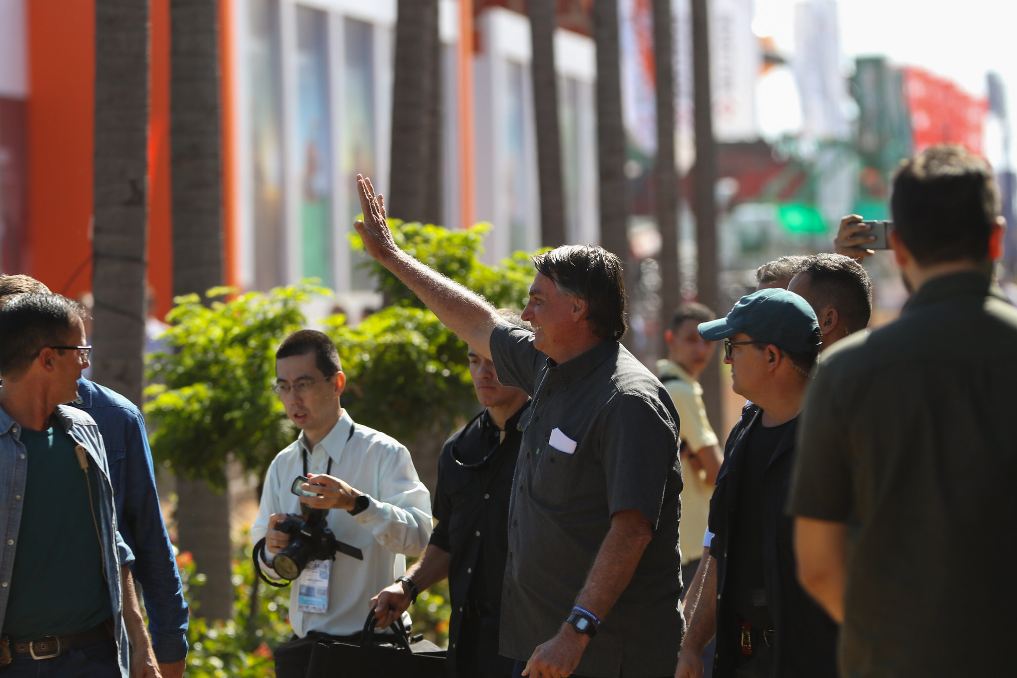 O ent&atilde;o presidente Jair Bolsonaro, durante a sua visita &agrave; Agrishow em abril de 2022