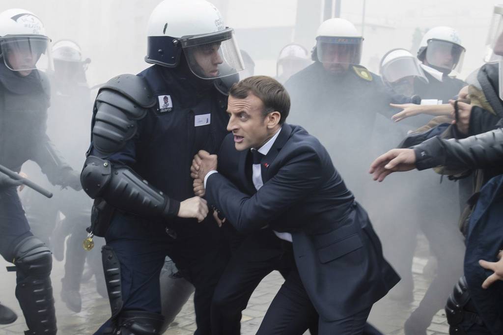 RISCO - Imagem falsa do presidente francês Emmanuel Macron: montagens são difíceis de ser identificadas