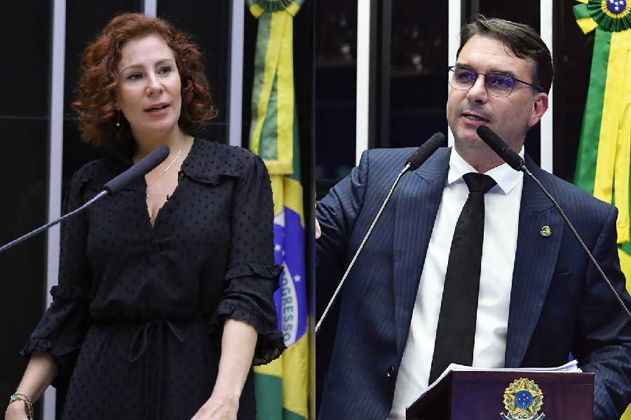 Carla Zambelli e Flávio Bolsonaro