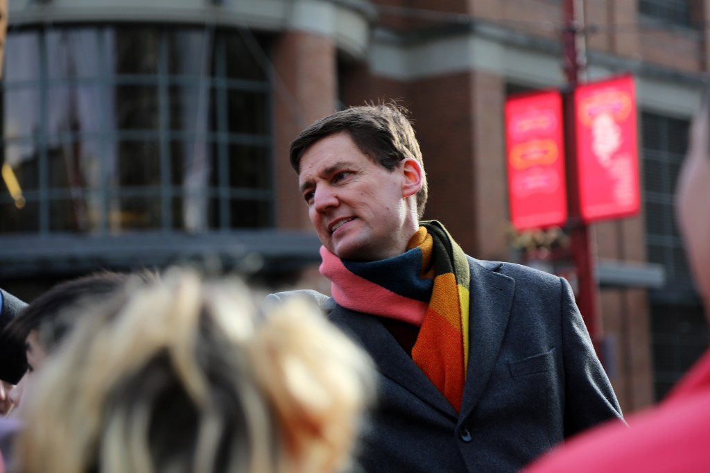 VANCOUVER, BC - JANUARY 22: Premier of British Columbia David Eby gestures during 48th annual Chinatown Spring Festival Parade in Chinatown of Vancouver, British Columbia, Canada on January 22, 2023. (Photo by Mert Alper Dervis/Anadolu Agency via Getty Images)