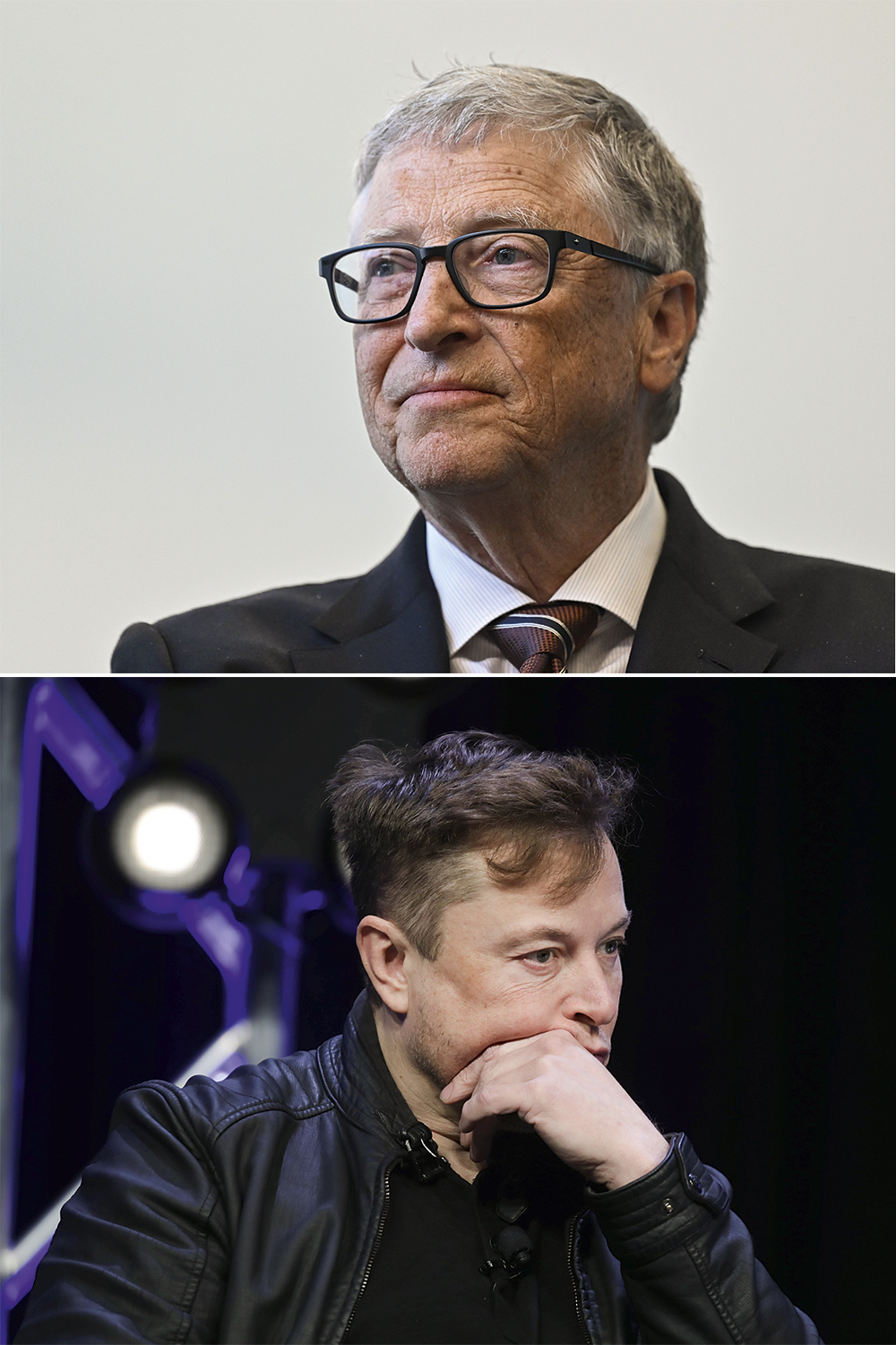 FUTURO EM JOGO - Visões opostas: Bill Gates (no alto) acredita que a tecnologia poderá reduzir desigualdades, enquanto Musk prefere detê-la já