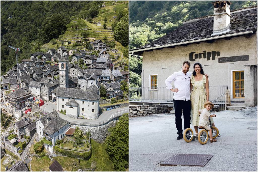 GettyImages-1327803558.jpg CORIPPO (SUÍÇA) - Perto dos Alpes, a comuna de Corippo é uma aldeia milenar que manteve seu status de região independente até 1822. Possui o seu próprio brasão e construções com séculos de história. É possível se hospedar em diversas moradias locais