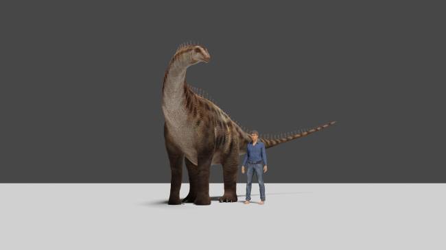 Uma ilustração gerada por computador do saurópode de aproximadamente 10 metros de comprimento cujas pegadas foram encontradas em um restaurante na China -