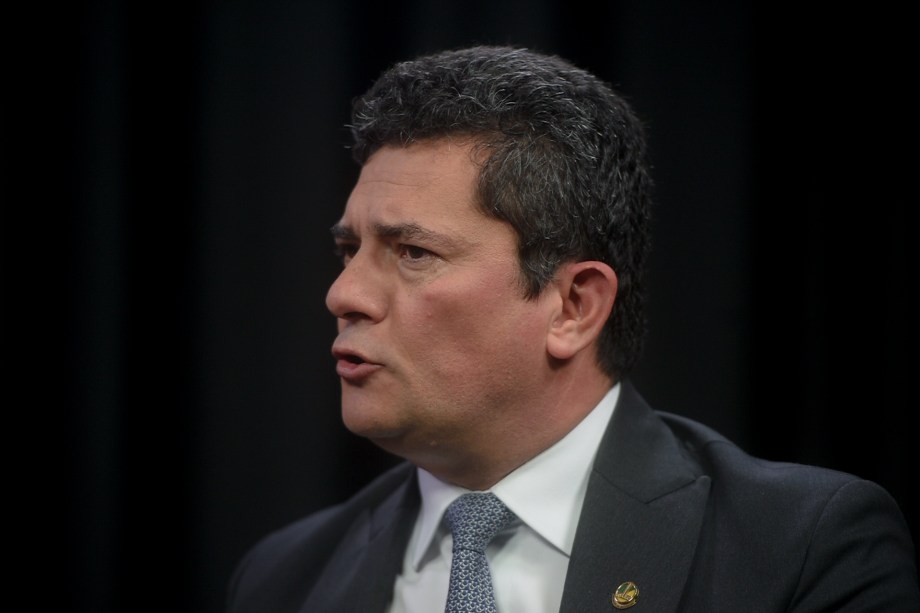 O senador Sergio Moro durante a gravação do programa Amarelas On Air, de Veja