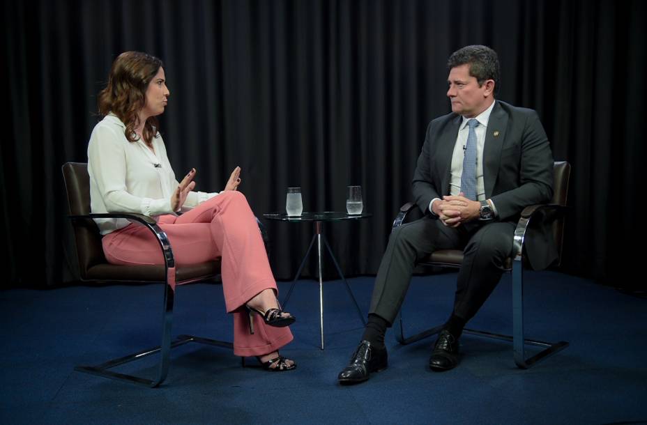 O senador Sergio Moro durante a gravao do programa Amarelas On Air, de Veja