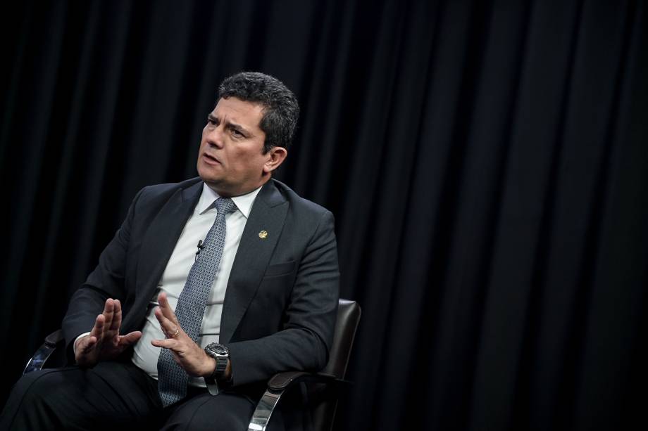 O senador Sergio Moro durante a gravao do programa Amarelas On Air, de Veja