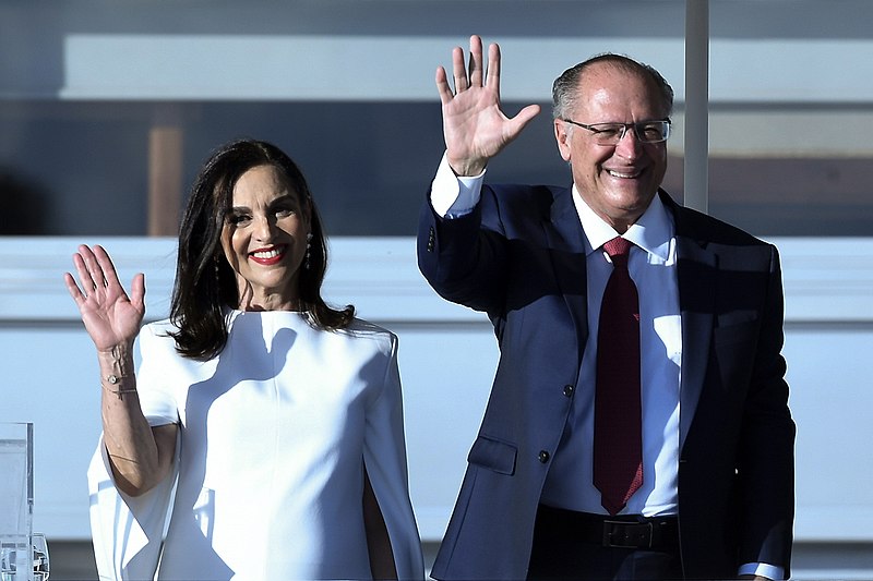 Geraldo Alckmin e Dona Lu durante a cerimônia de posse