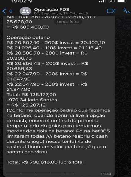Máfia das apostas Máfia das apostas: conversas