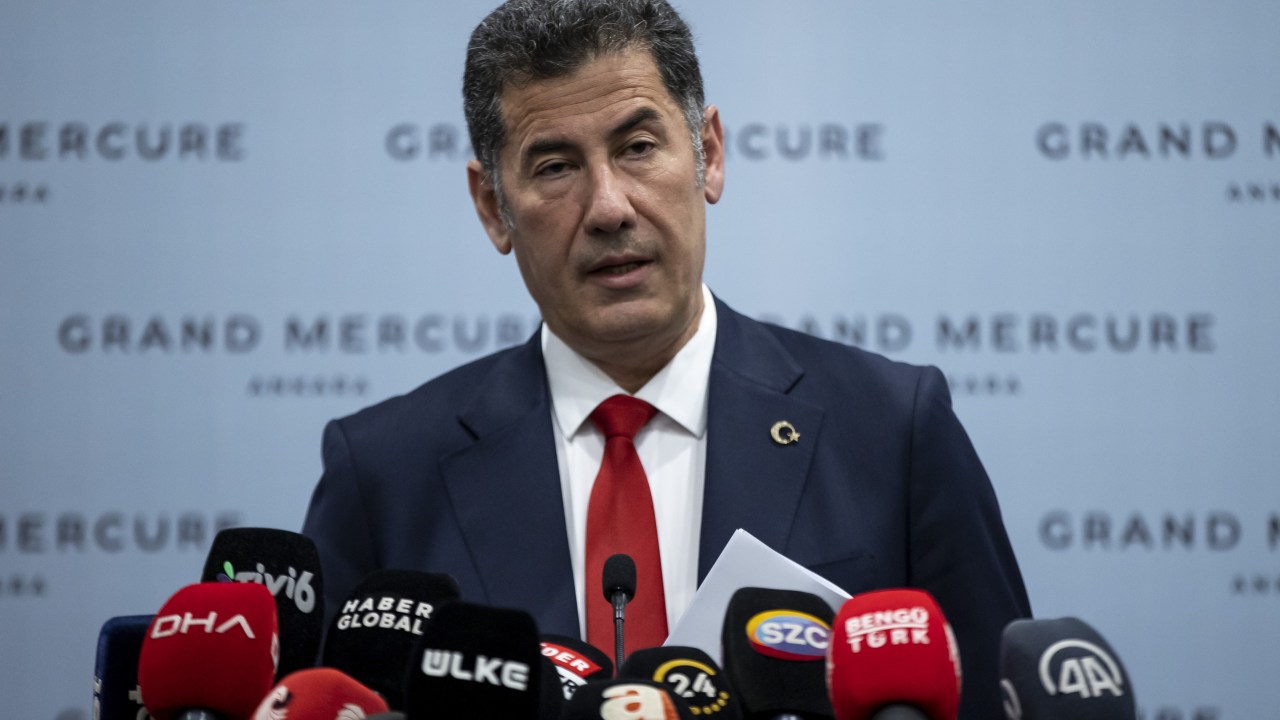 candidate of ATA Alliance in the past May 14 Turkish presidential elections, holds a press conference in Ankara, Turkiye on May 22, 2023. (Photo by Utku Ucrak/Anadolu Agency via Getty Images)