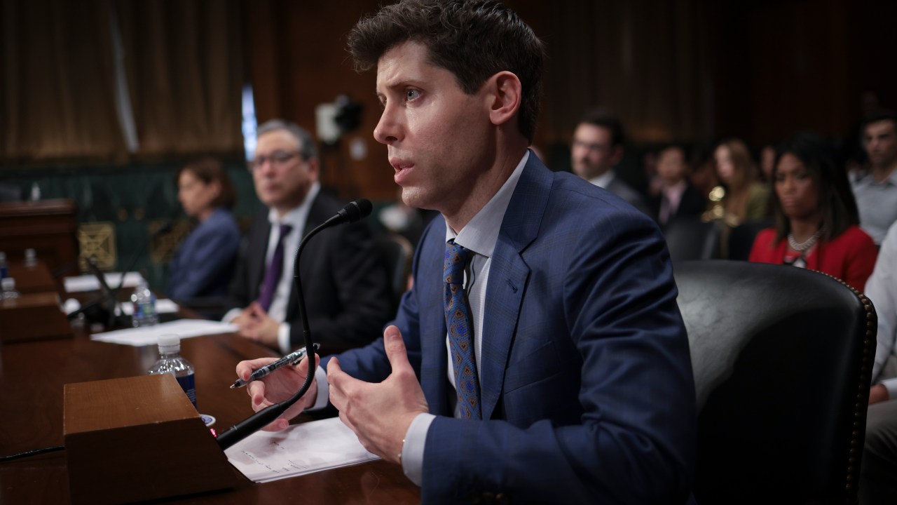 WASHINGTON, DC - MAY 16: Samuel Altman, CEO of OpenAI, testifies before the Senate Judiciary Subcommittee on Privacy, Technology, and the Law May 16, 2023 in Washington, DC. The committee held an oversight hearing to examine A.I., focusing on rules for artificial intelligence. (Photo by Win McNamee/Getty Images)