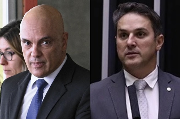O ministro do STF Alexandre de Moraes e o deputado federal Tenente-Coronel Zucco (Republicanos-RS)