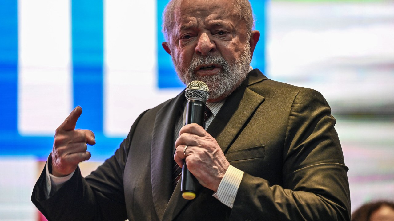 Brazilian President Luiz Inacio Lula da Silva delivers a speech during the inauguration of the building for Scientific Research and Technological Innovation Laboratories, located at the campus of the Federal University of ABC (UFABC) in Sao Bernardo do Campo, Sao Paulo state, Brazil on June 2, 2023. (Photo by NELSON ALMEIDA / AFP)
