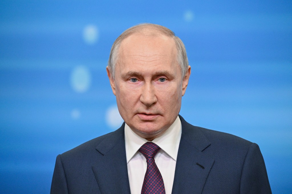 Russian President Vladimir Putin makes a statement after a meeting with participants of the Eurasian Intergovernmental Council and the Council of CIS Heads of Government meetings, in Sochi on June 9, 2023. Russian President Vladimir Putin said on June 9, 2023 that a long-expected counter-offensive from Ukraine had begun but Kyiv had so far "failed" to reach its goals. (Photo by Ramil Sitdikov / SPUTNIK / AFP)