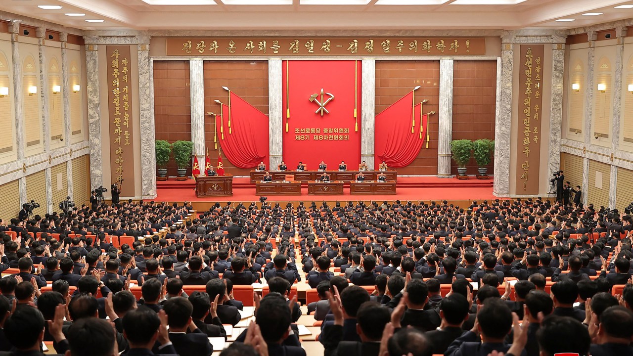 This undated picture released by North Korea's official Korean Central News Agency (KCNA) on June 19, 2023 shows attendees during the 8th Enlarged Plenary Meeting of the 8th Central Committee of the Workers' Party of Korea (WPK) at the office building of the WPK Central Committee in Pyongyang. (Photo by KCNA VIA KNS / AFP) / - South Korea OUT / ---EDITORS NOTE--- RESTRICTED TO EDITORIAL USE - MANDATORY CREDIT "AFP PHOTO/KCNA VIA KNS" - NO MARKETING NO ADVERTISING CAMPAIGNS - DISTRIBUTED AS A SERVICE TO CLIENTSTHIS PICTURE WAS MADE AVAILABLE BY A THIRD PARTY. AFP CAN NOT INDEPENDENTLY VERIFY THE AUTHENTICITY, LOCATION, DATE AND CONTENT OF THIS IMAGE. /