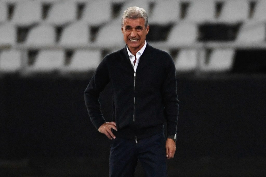 Botafogo's Portuguese head coach Luis Ribeiro gestures during the Copa Sudamericana group stage second leg football match between Brazil's Botafogo and Chile's Magallanes, at the Nilton Santos stadium in Rio de Janeiro, Brazil on June 29, 2023. (Photo by MAURO PIMENTEL / AFP)