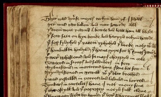 Imagem do Manuscrito de Heege, registro inédito da comédia feita na Idade Média -