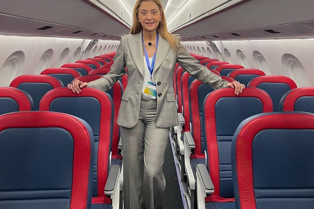 A presidente do Palmeiras, da Crefisa e da Placar Linhas Aéreas, Leila Pereira