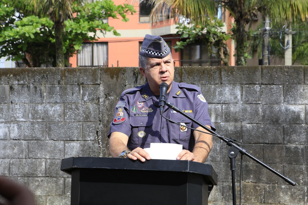 O comandante-geral da Polícia Militar de São Paulo, Coronel Cássio Araújo de Freitas, em Guarujá (SP)