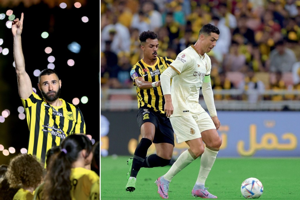 REFORÇO - Caça aos craques: ofertas de contratos milionários já garantiram a presença de Cristiano Ronaldo (à dir.) e Benzema em times sauditas