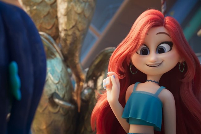 Design sem nome (36) Ruiva esvoaçante e vestida de verde-água, a sereia Chelsea é vilã do filme