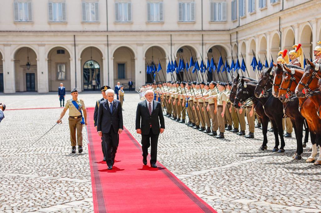 O presidente Luiz Inácio Lula da Silva chega ao palácio presidencial da Itália para encontro com o chefe de Estado italiano, Sérgio Mattarella. 21/06/2023 -