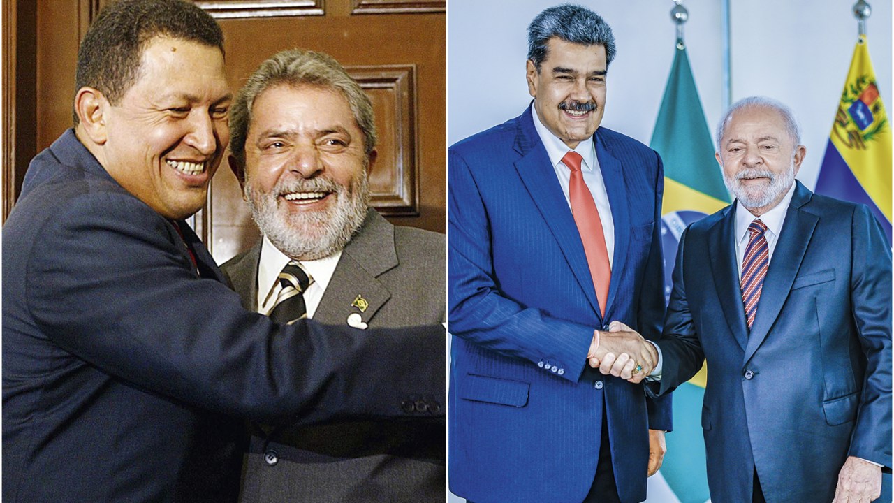 E A DEMOCRACIA? - Lula com Hugo Chávez (à esq.) e ao lado de Nicolás Maduro: apoio constrangedor a governantes autocratas