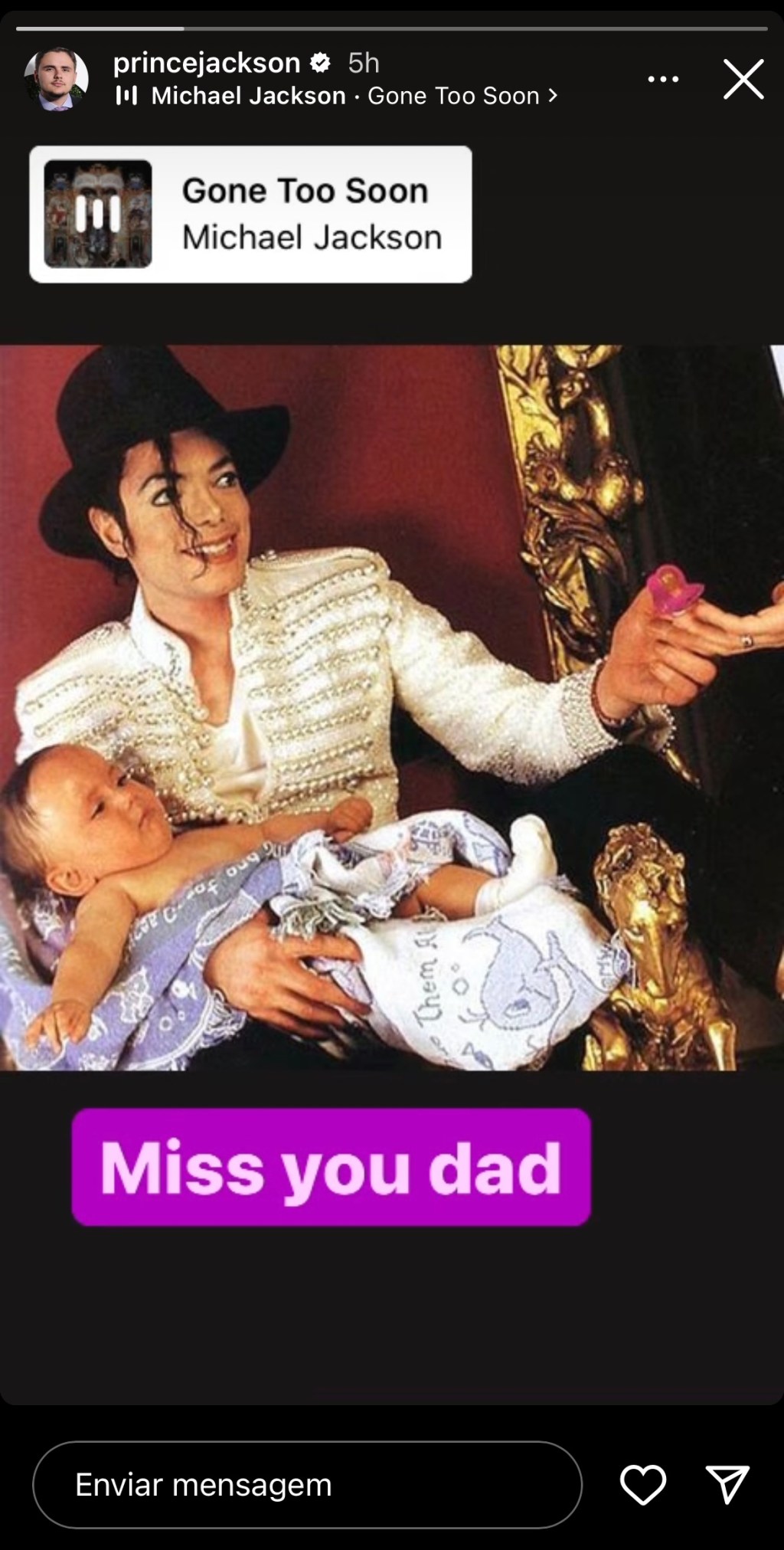 Postagem de Prince Jackson sobre o pai, Michael Jackson