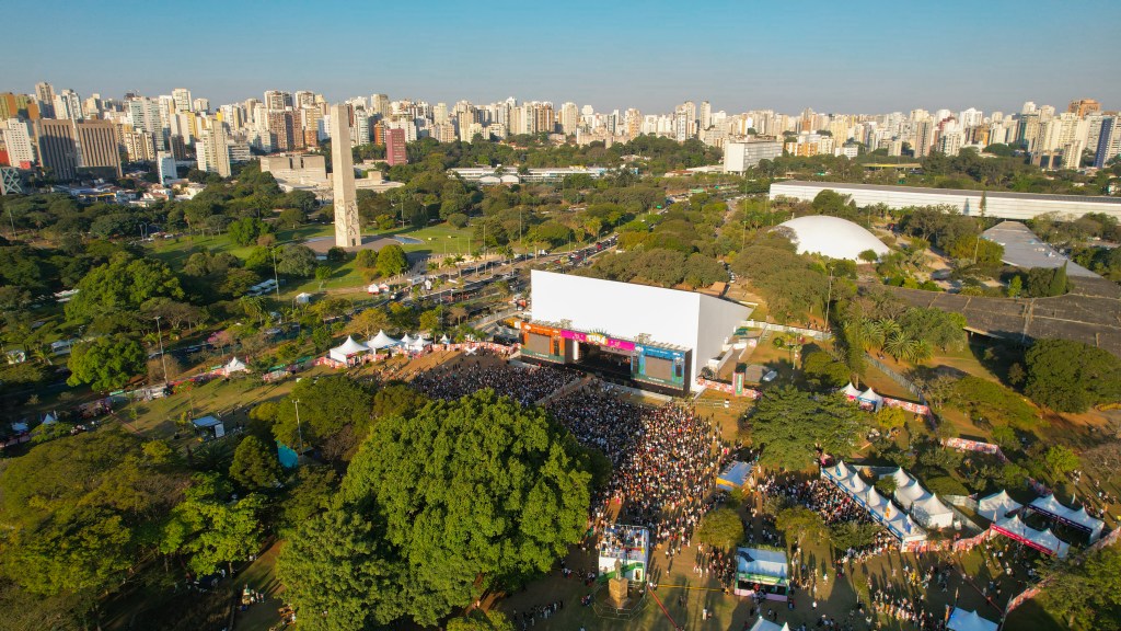 Imagem aérea do festival Turá, no Parque do Ibirapuera - 24/06/2023