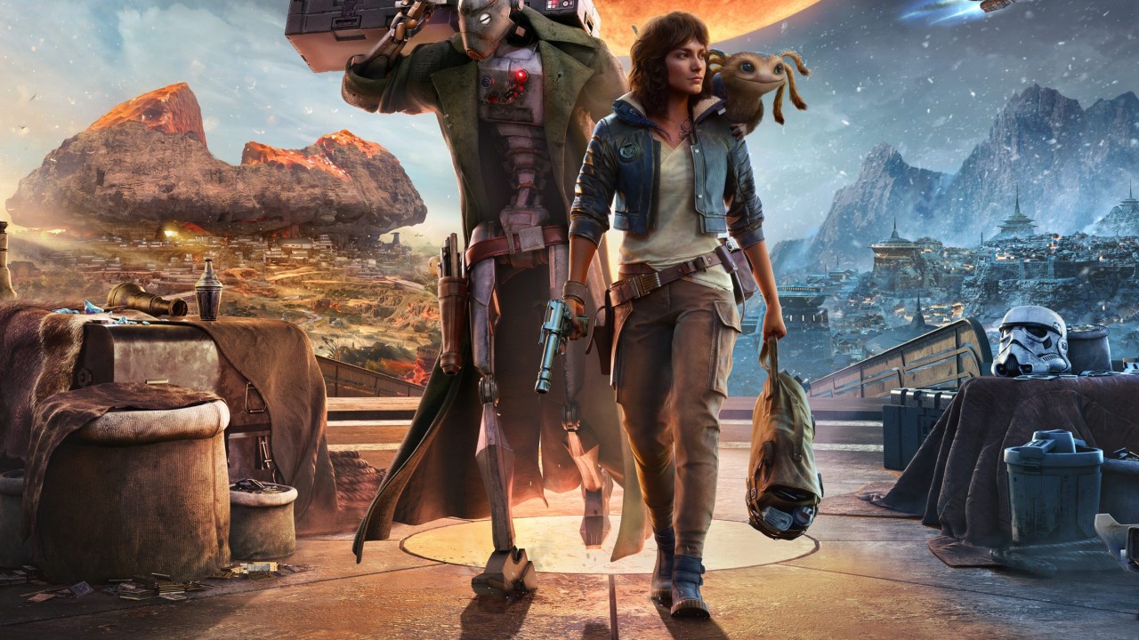 Arte com personagens do jogo 'Star Wars: Outlaws', desenvolvido pela Ubisoft, com lançamento previsto para 2024 -