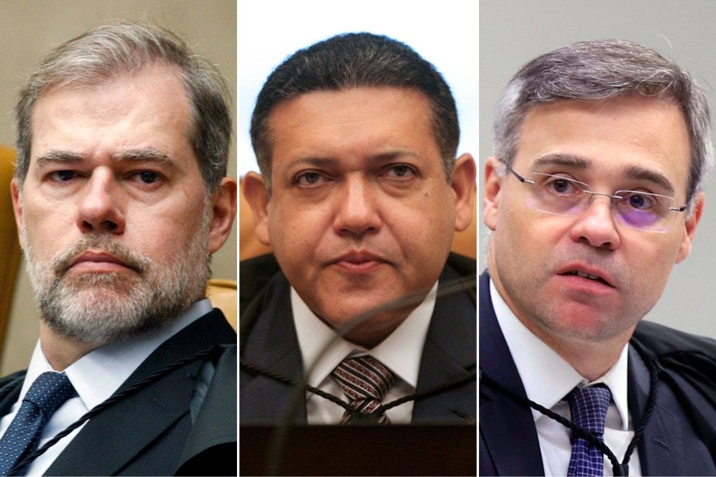 Os ministros do Supremo Tribunal Federal; Dias Toffoli, Nunes Marques e André Mendonça