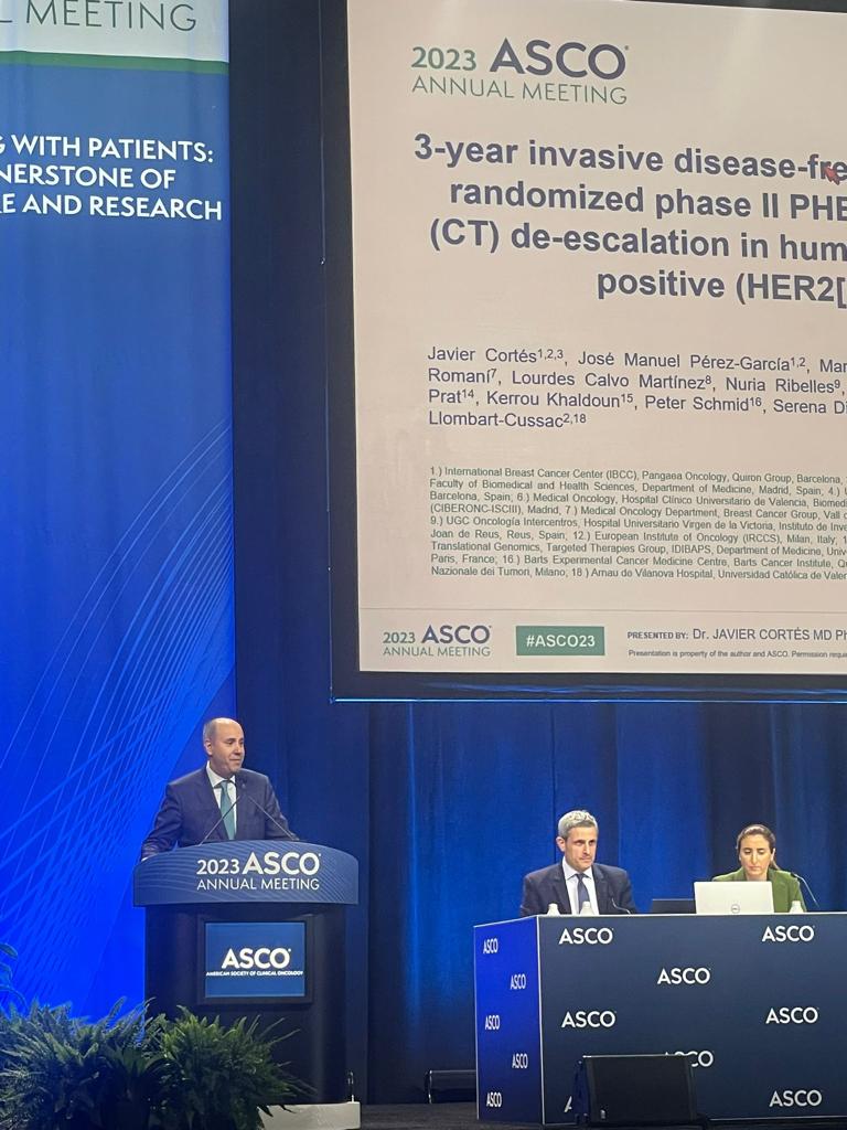 dr javier Javier Cortés, cofundador de MEDSIR, apresenta estudo no congresso anual da Sociedade Americana de Oncologia Clínica (ASCO) de 2023, em Chicago, nos EUA