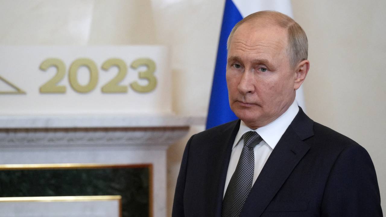 Russian President Vladimir Putin attends a meeting with Egyptian President Abdel Fattah El-Sisi (not pictured) in Strel'na, outside Saint Petersburg, on July 26, 2023, ahead of the second Russia-Africa summit. (Photo by Alexey DANICHEV / SPUTNIK / AFP)